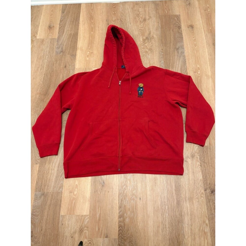 Polo Ralph Lauren Polo Bear Full Zip Hoodie Red Men's Size 2XB Big & Tall